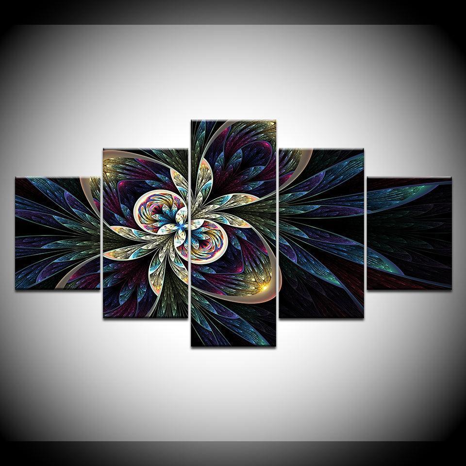 Abstract Flower Art 5 Piece HD Multi Panel Canvas Wall Art Frame-Original Frame