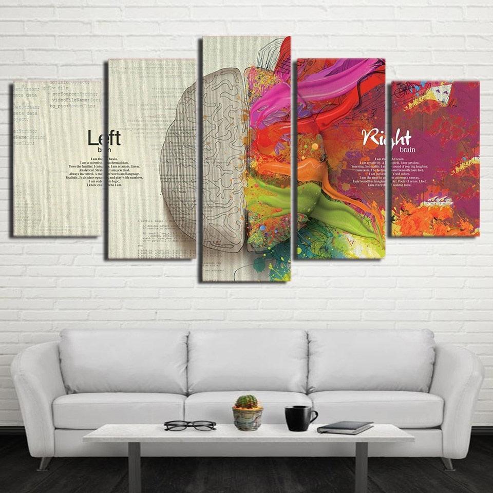 The Left And Right Brain 5 Piece HD Multi Panel Canvas Wall Art Frame-Original Frame