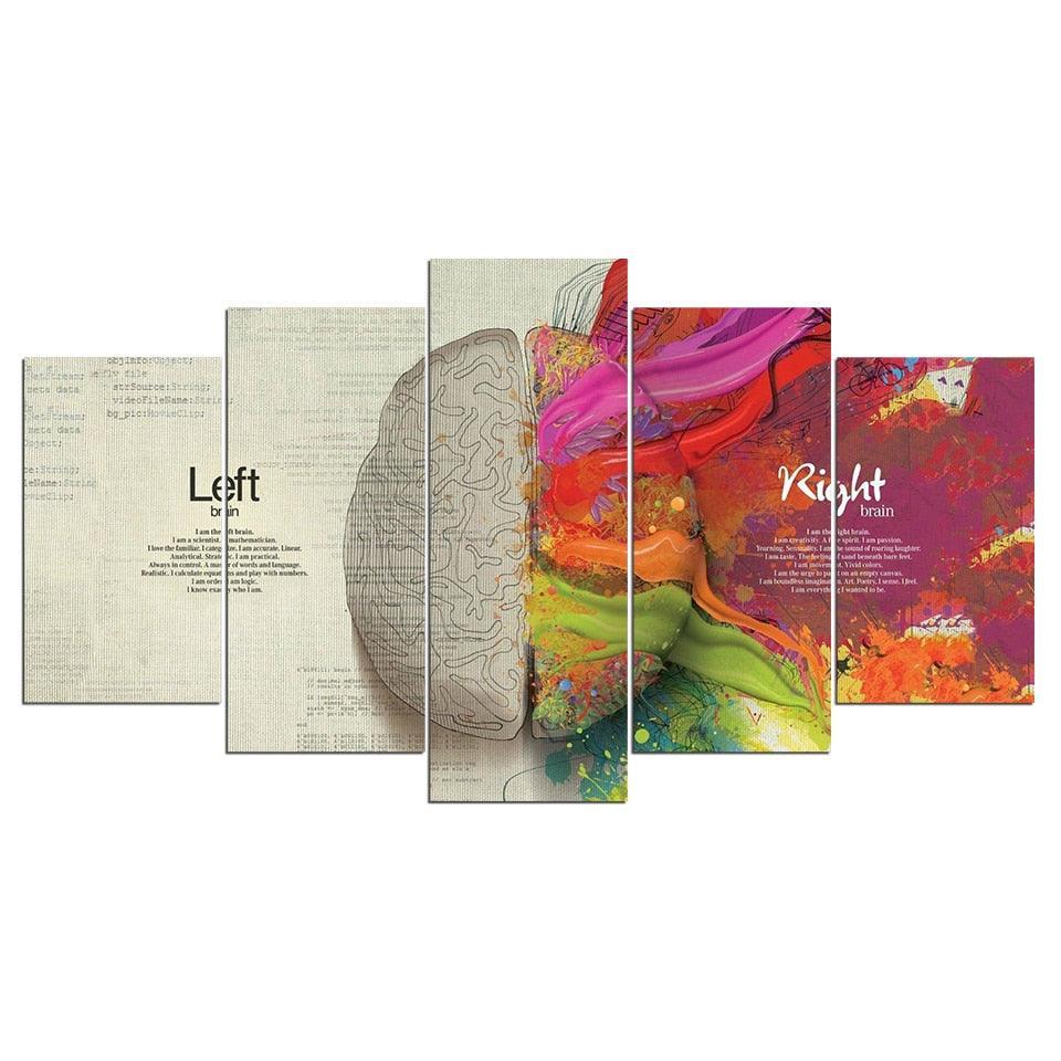 The Left And Right Brain 5 Piece HD Multi Panel Canvas Wall Art Frame-Original Frame