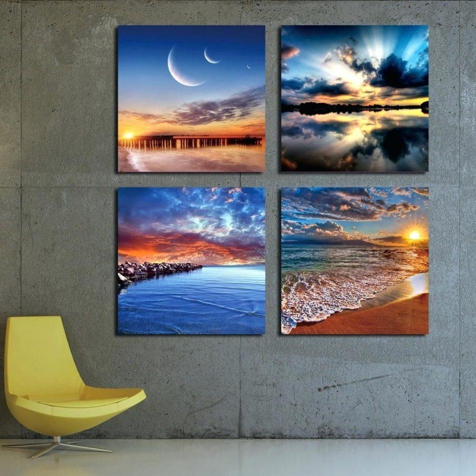 Sea Seasons 4 Piece HD Multi Panel Canvas Wall Art Frame-Original Frame