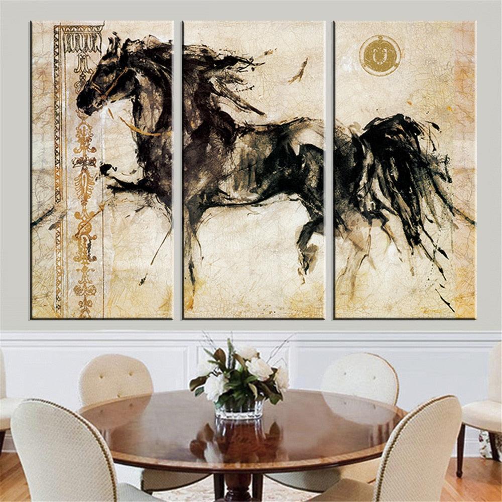 Abstract Horse Three-Part Wall Art Frame-Original Frame