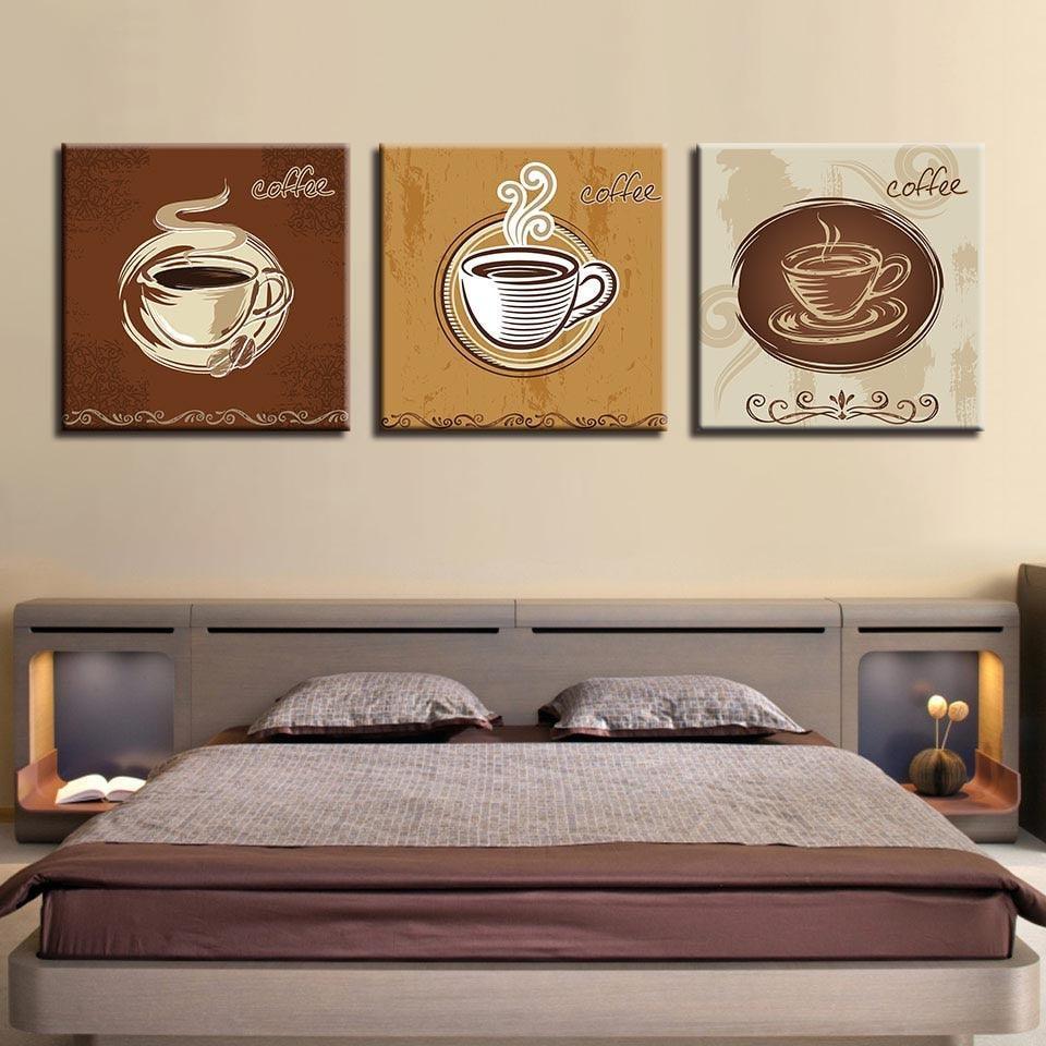 Three Coffee Cups 3 Piece HD Multi Panel Canvas Wall Art Frame-Original Frame