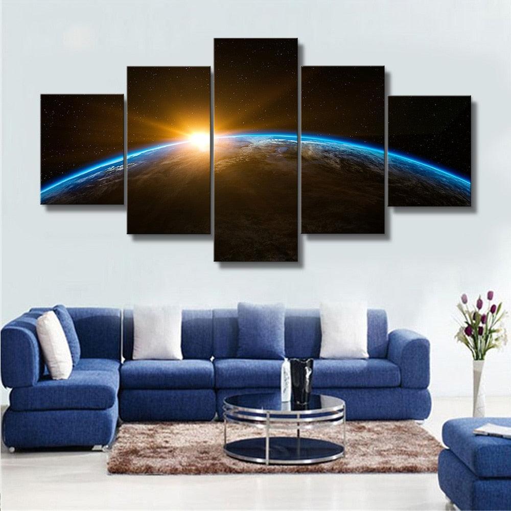 Light from the Horizon 5 Piece HD Multi Panel Canvas Wall Art Frame-Original Frame