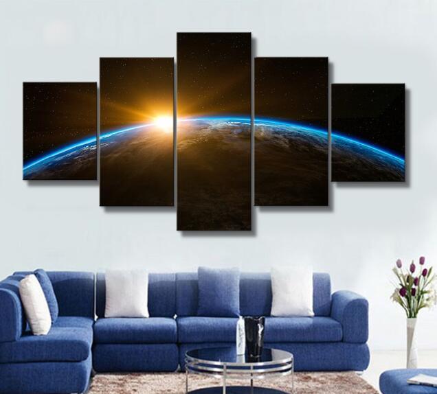 Light from the Horizon 5 Piece HD Multi Panel Canvas Wall Art Frame-Original Frame