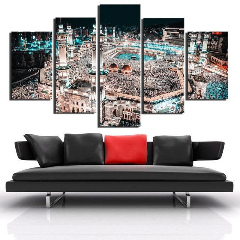 Mosque 5 Piece HD Multi Panel Canvas Wall Artwork Frame-Original Frame