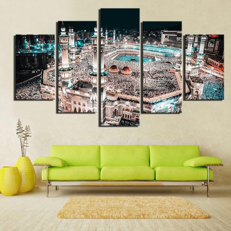 Mosque 5 Piece HD Multi Panel Canvas Wall Artwork Frame-Original Frame