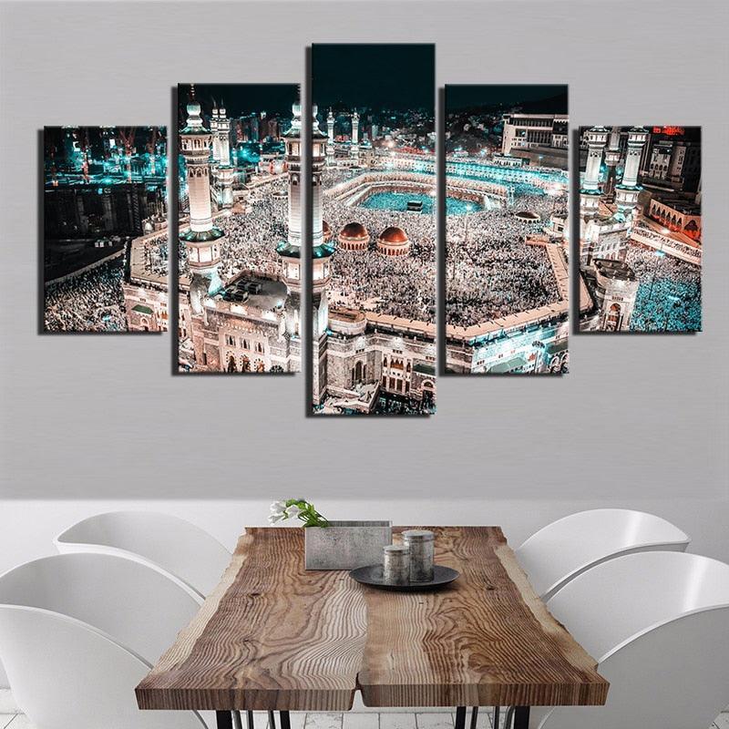 Mosque 5 Piece HD Multi Panel Canvas Wall Artwork Frame-Original Frame