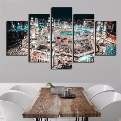Mosque 5 Piece HD Multi Panel Canvas Wall Artwork Frame-Original Frame