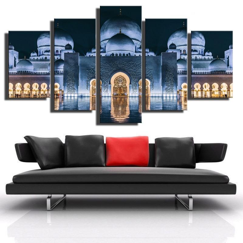 Mosque 5 Piece HD Multi Panel Canvas Wall Art Frame-Original Frame