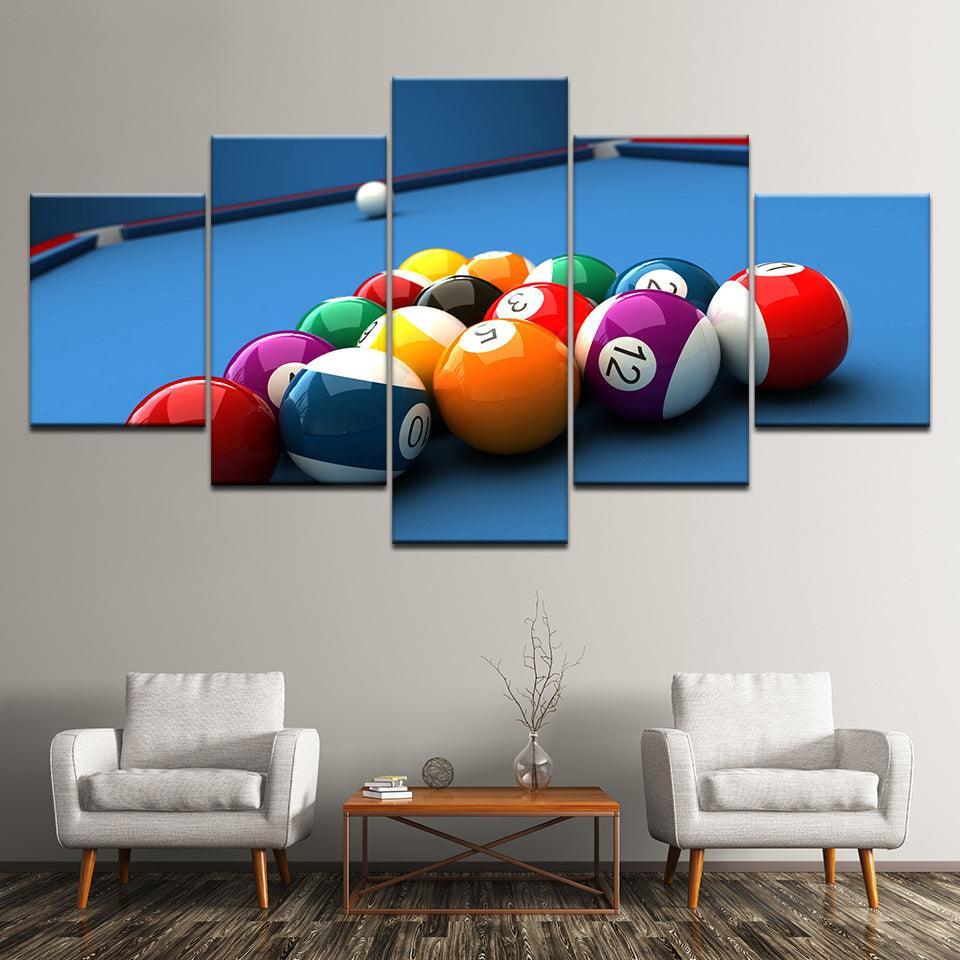 Billiard balls 5 Piece HD Multi Panel Canvas Wall Art Frame-Original Frame