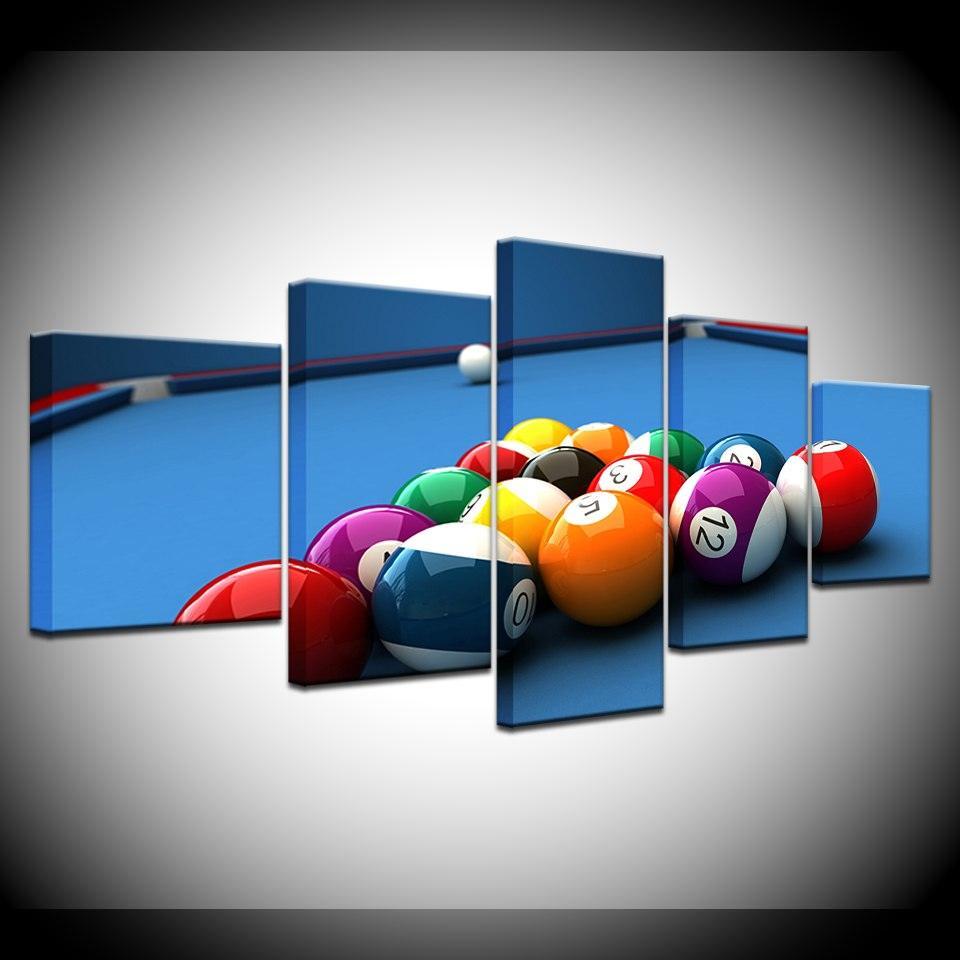 Billiard balls 5 Piece HD Multi Panel Canvas Wall Art Frame-Original Frame