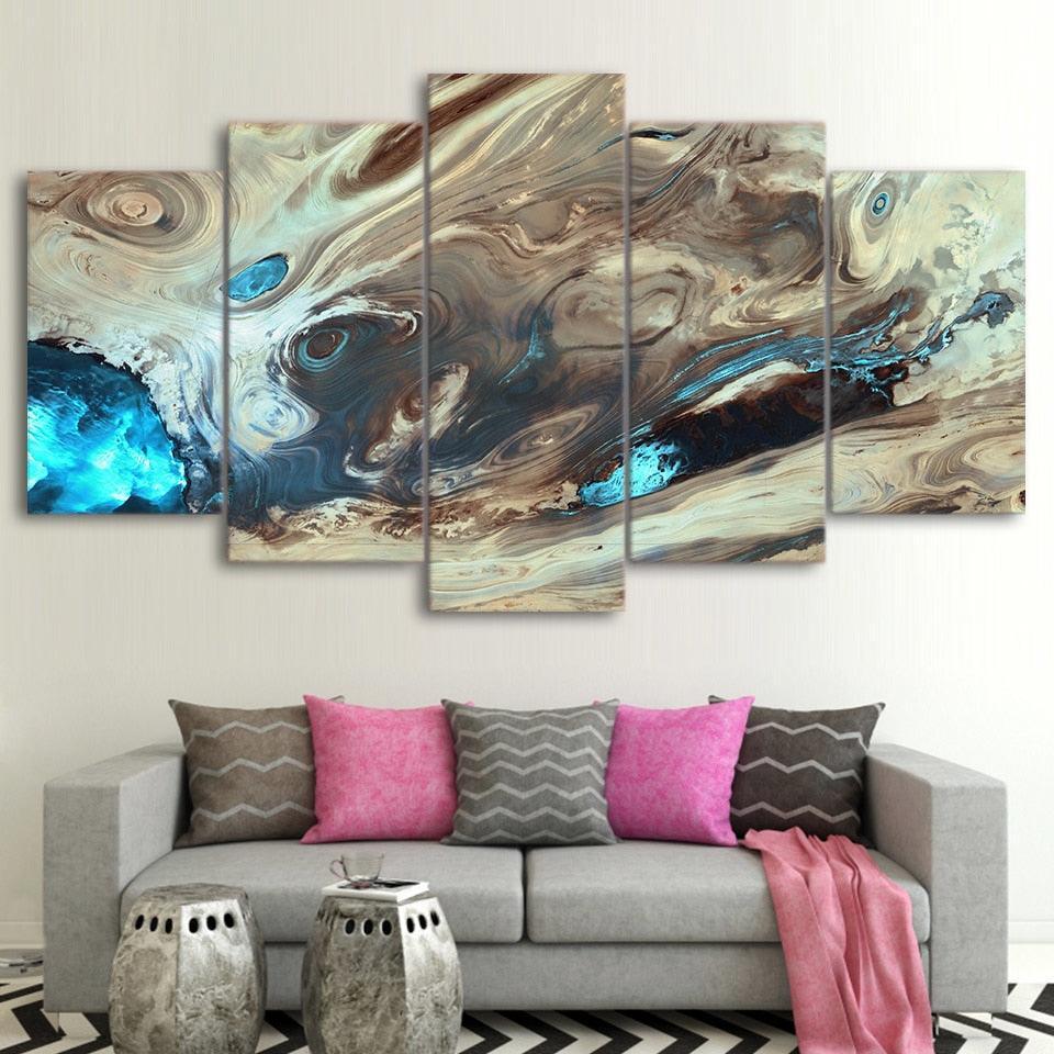 Swirling Eddies Five-Panel Canvas Art-Original Frame