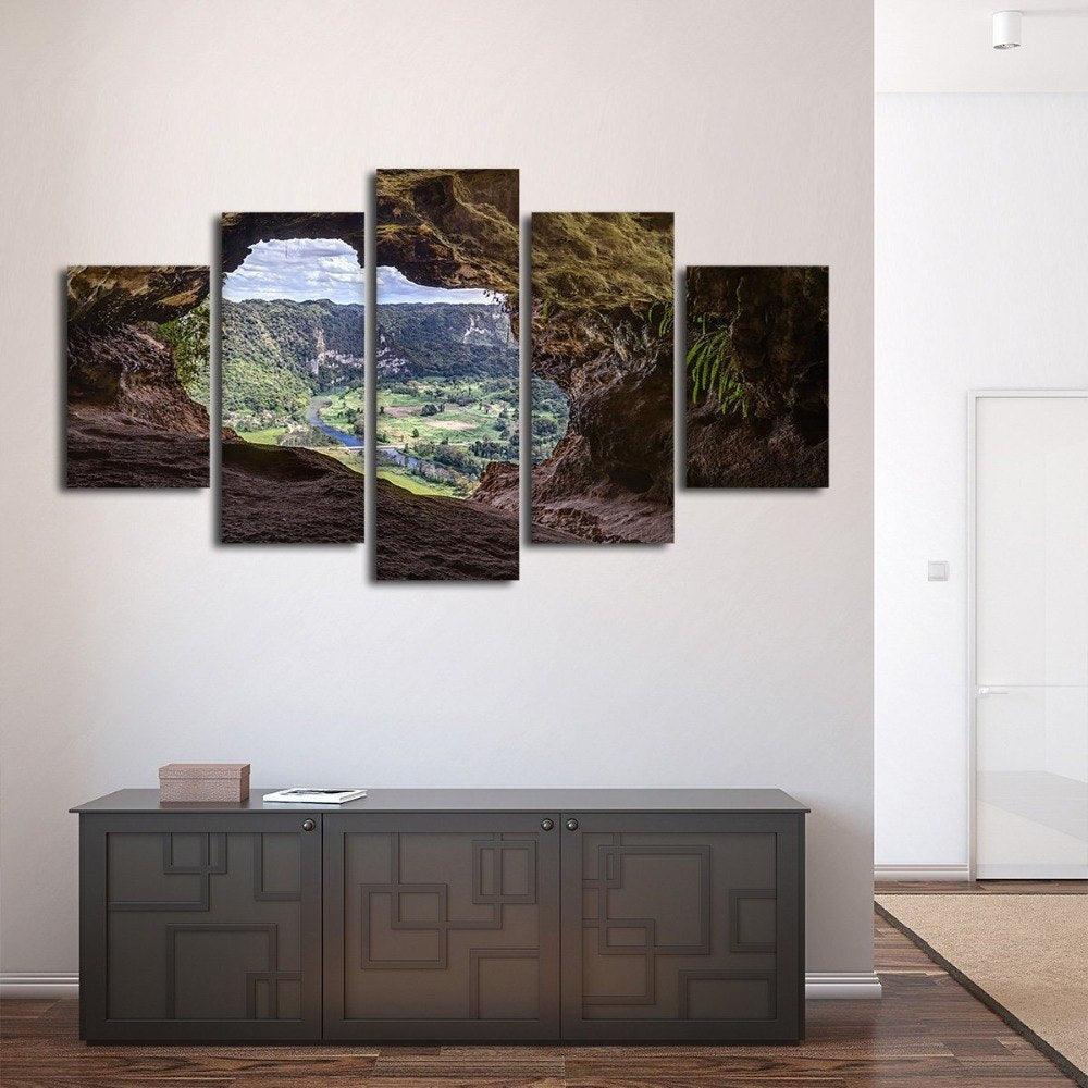 View From A Cave 5 Piece HD Multi Panel Canvas Wall Art Frame-Original Frame
