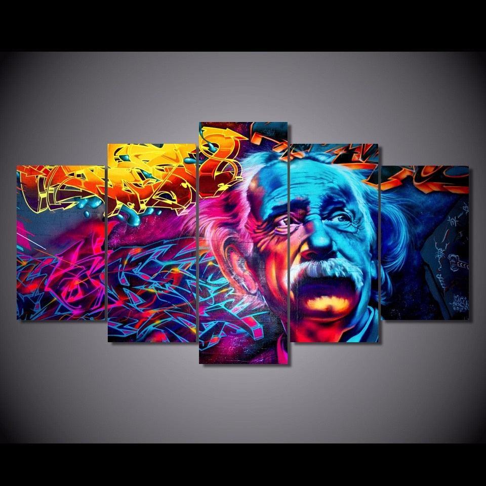 Albert Einstein Scenery 5 Piece HD Multi Panel Canvas Wall Art Frame-Original Frame