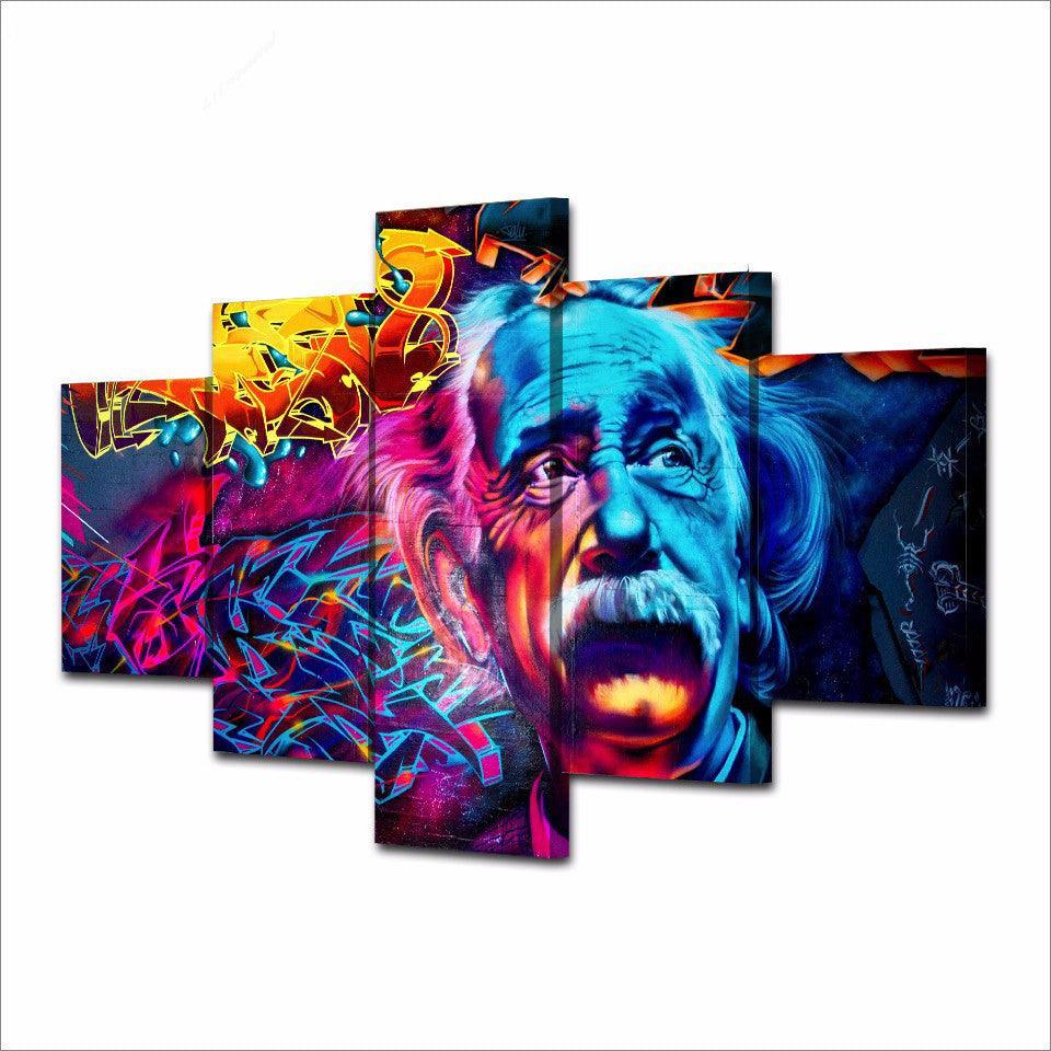 Albert Einstein Scenery 5 Piece HD Multi Panel Canvas Wall Art Frame-Original Frame