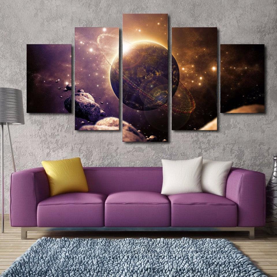 Space Galaxy 5 Piece HD Multi Panel Canvas Wall Art Frame-Original Frame
