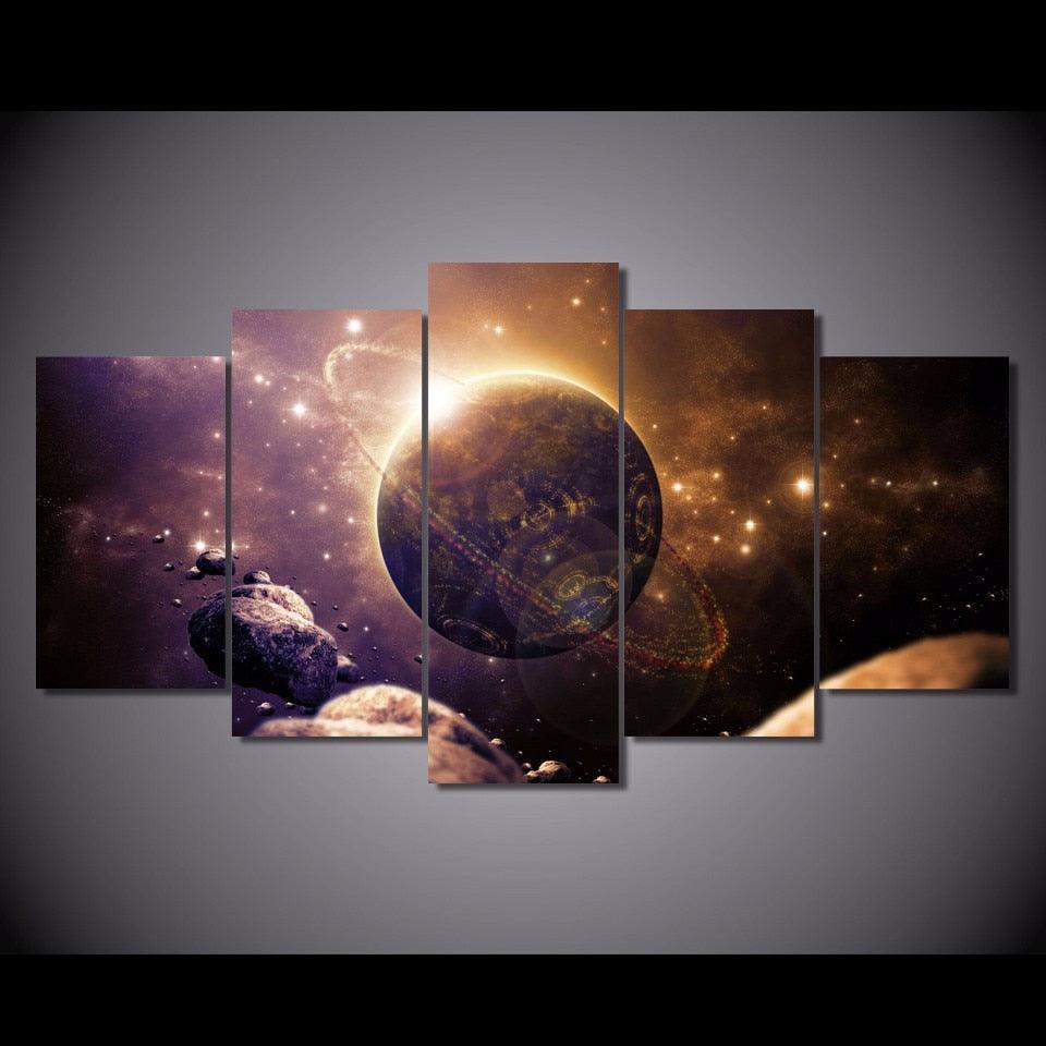 Space Galaxy 5 Piece HD Multi Panel Canvas Wall Art Frame-Original Frame