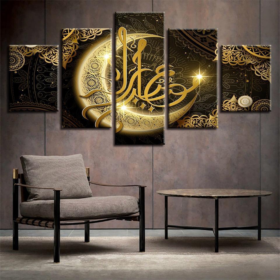 Wonder Moon 5 Piece HD Multi Panel Canvas Wall Art Frame-Original Frame