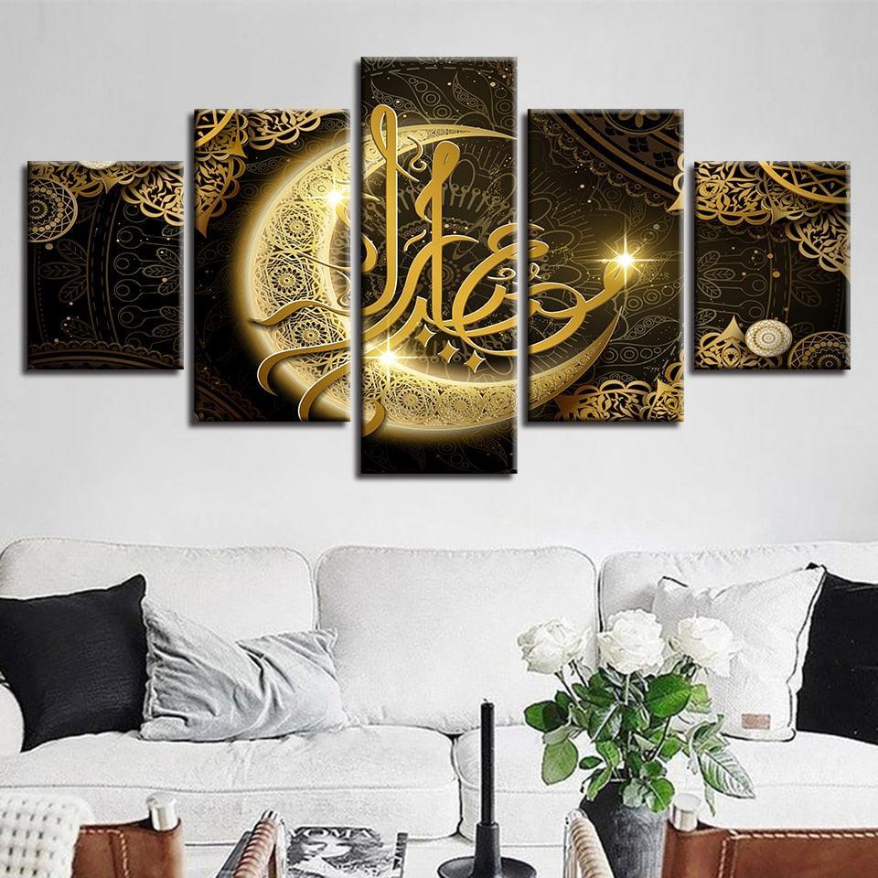 Wonder Moon 5 Piece HD Multi Panel Canvas Wall Art Frame-Original Frame