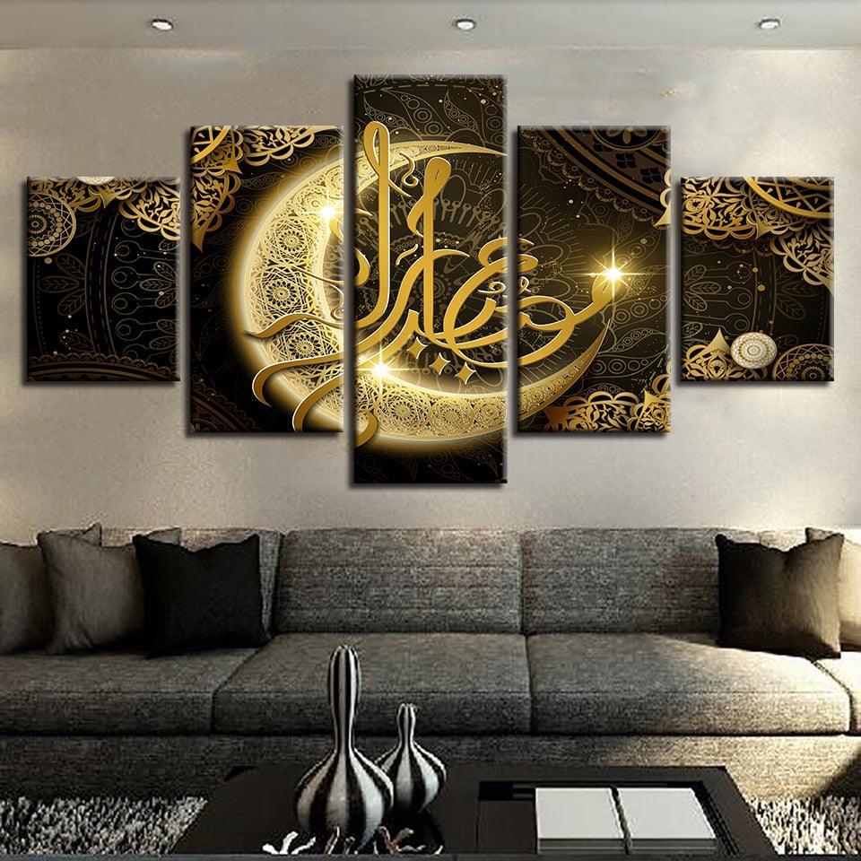 Wonder Moon 5 Piece HD Multi Panel Canvas Wall Art Frame-Original Frame