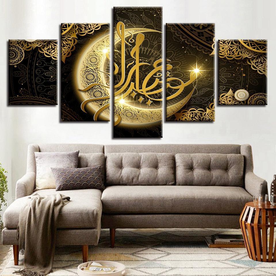 Wonder Moon 5 Piece HD Multi Panel Canvas Wall Art Frame-Original Frame