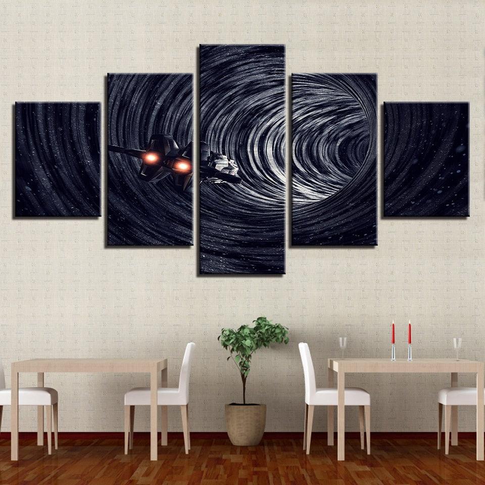 Universe Space Hole 5 Piece HD Multi Panel Canvas Wall Art Frame-Original Frame
