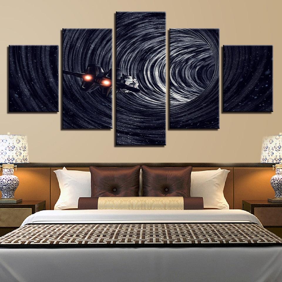 Universe Space Hole 5 Piece HD Multi Panel Canvas Wall Art Frame-Original Frame