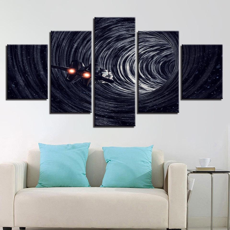 Universe Space Hole 5 Piece HD Multi Panel Canvas Wall Art Frame-Original Frame