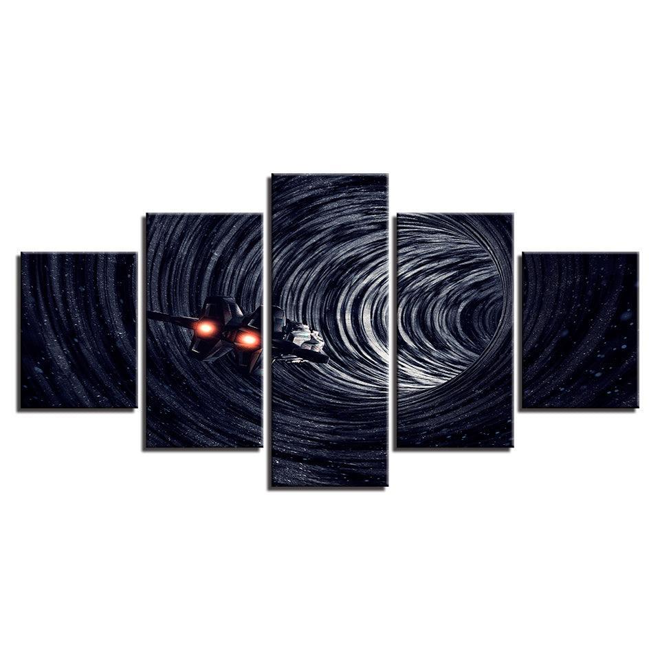 Universe Space Hole 5 Piece HD Multi Panel Canvas Wall Art Frame-Original Frame