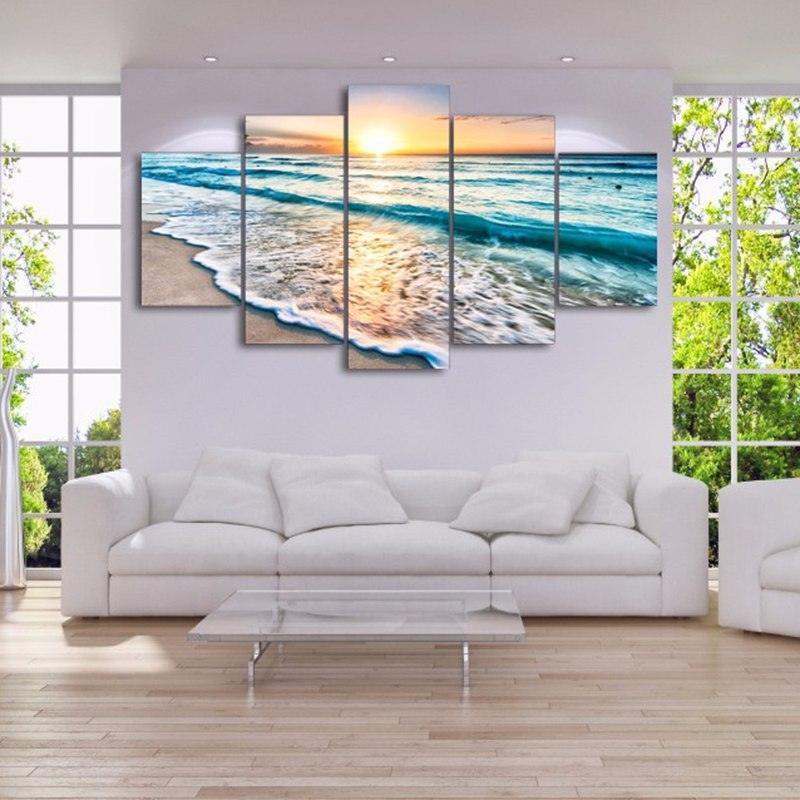 Oceanic Horizon Five-Piece Wall Art Frame-Original Frame