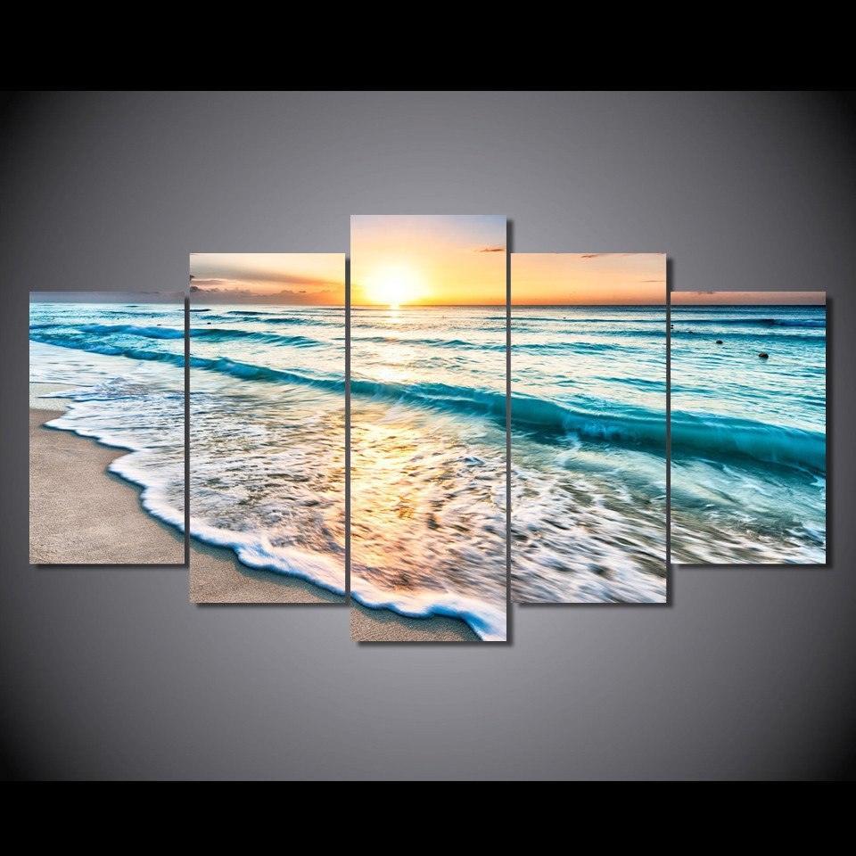 Oceanic Horizon Five-Piece Wall Art Frame-Original Frame