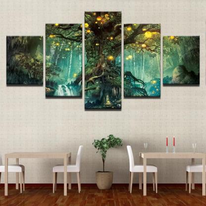 Enchanted Tree 5 Piece HD Multi Panel Canvas Wall Art Frame-Original Frame