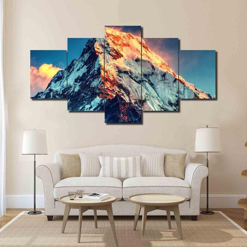 Mount Everest 5 Piece HD Multi Panel Canvas Wall Art Frame-Original Frame