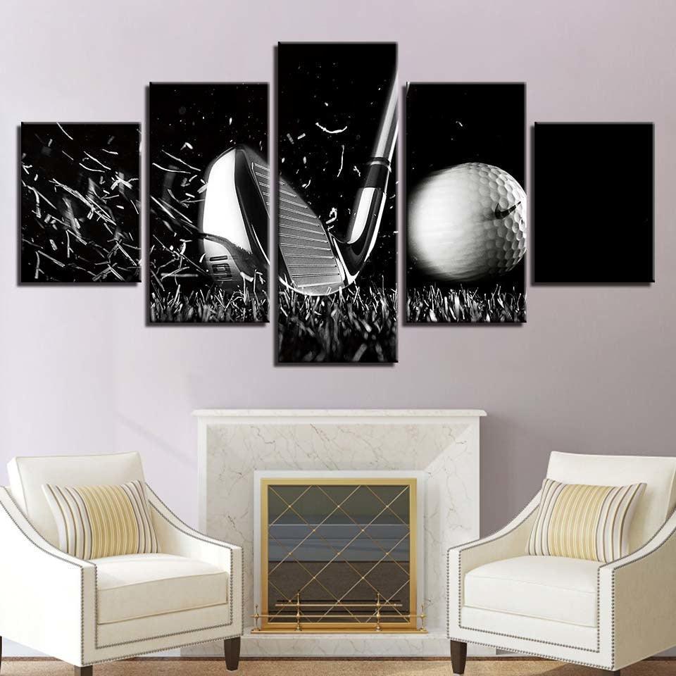 Golf 5 Piece HD Multi Panel Canvas Wall Art Frame-Original Frame