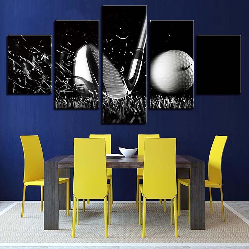Golf 5 Piece HD Multi Panel Canvas Wall Art Frame-Original Frame