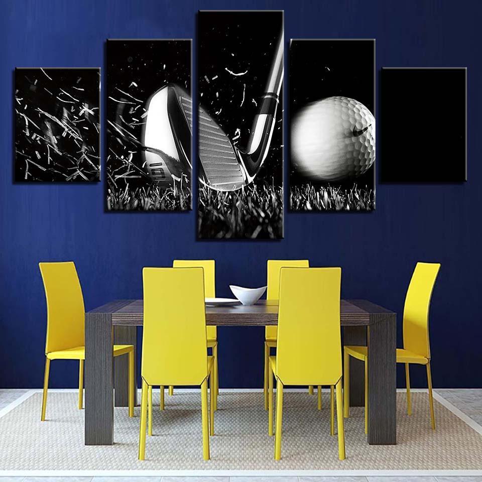 Golf 5 Piece HD Multi Panel Canvas Wall Art Frame-Original Frame