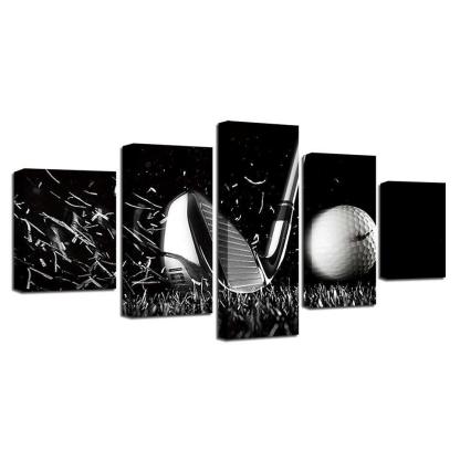 Golf 5 Piece HD Multi Panel Canvas Wall Art Frame-Original Frame