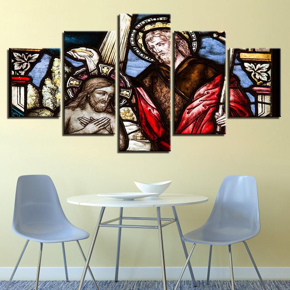 Christ The Savior 5 Piece HD Multi Panel Canvas Wall Art Frame-Original Frame