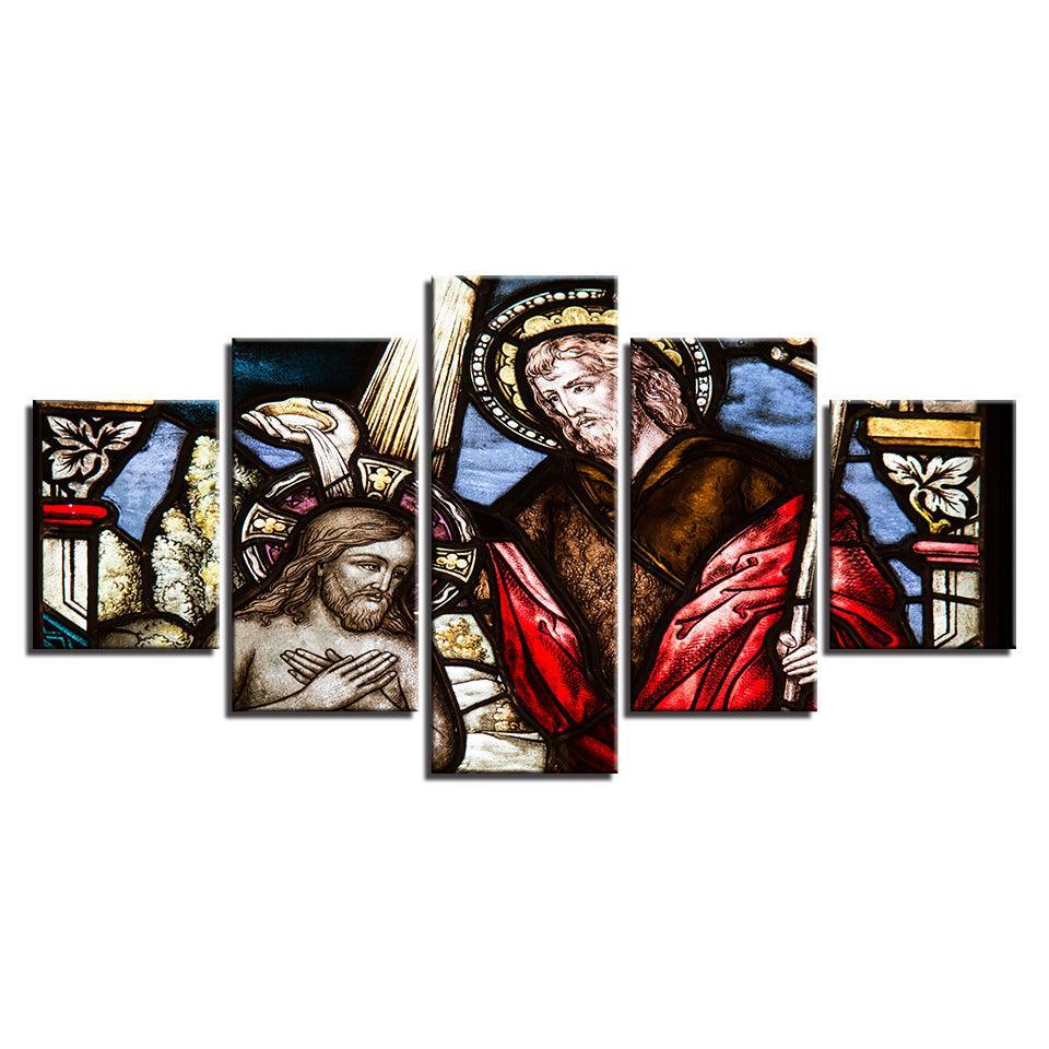 Christ The Savior 5 Piece HD Multi Panel Canvas Wall Art Frame-Original Frame