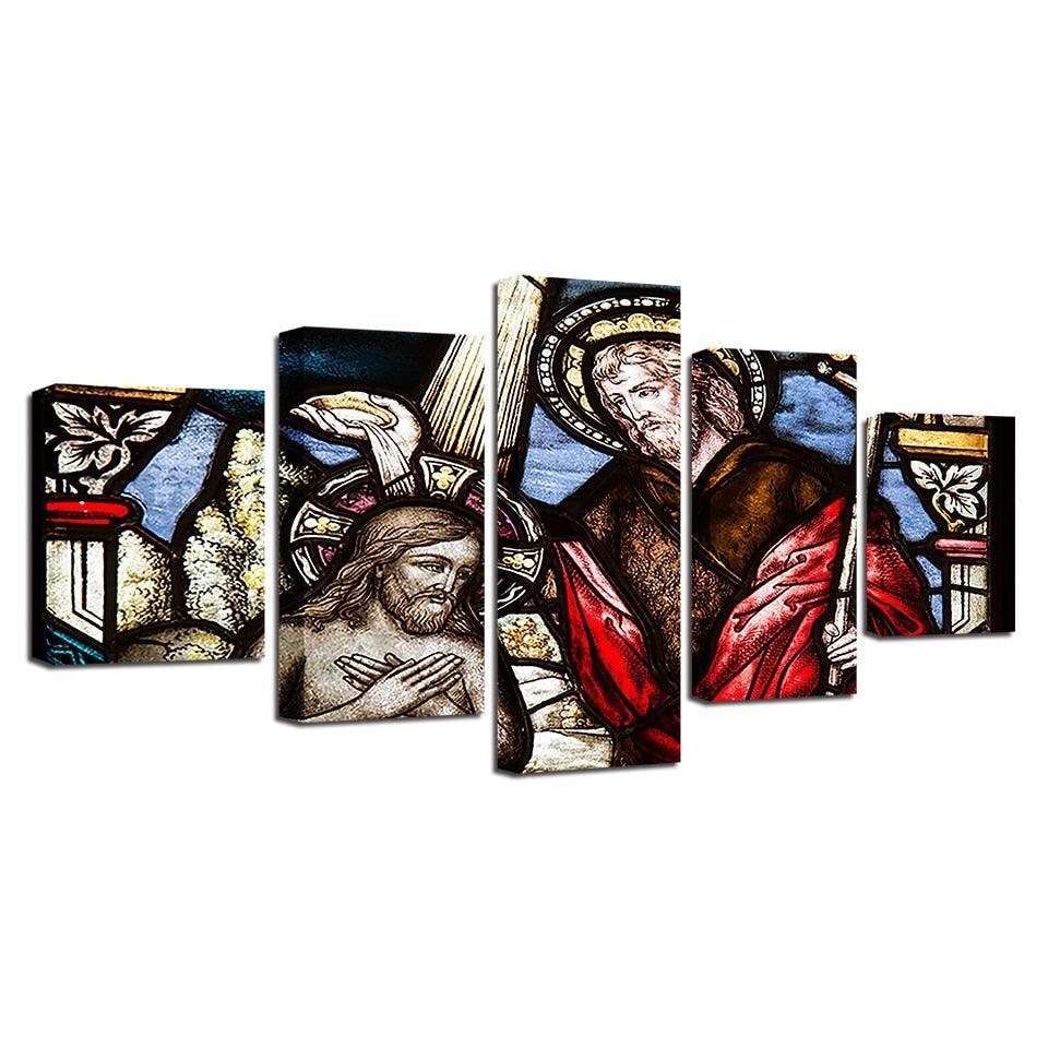 Christ The Savior 5 Piece HD Multi Panel Canvas Wall Art Frame-Original Frame