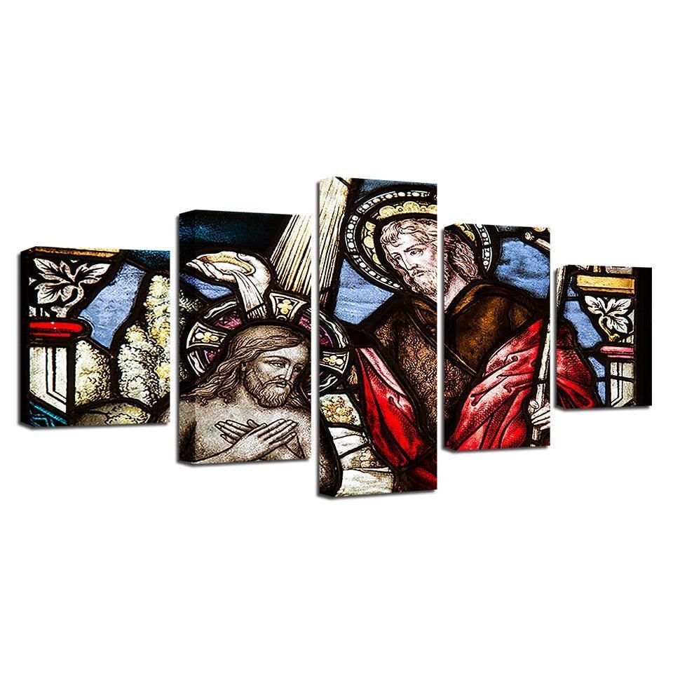 Christ The Savior 5 Piece HD Multi Panel Canvas Wall Art Frame-Original Frame