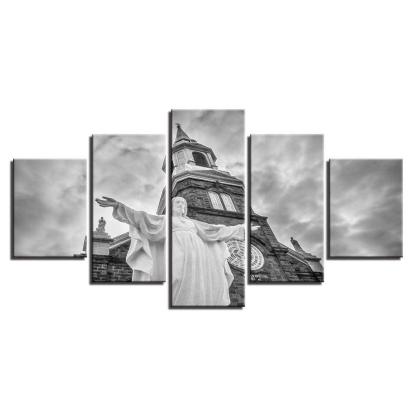 Christ Jesus Church 5 Piece HD Multi Panel Canvas Wall Art Frame-Original Frame