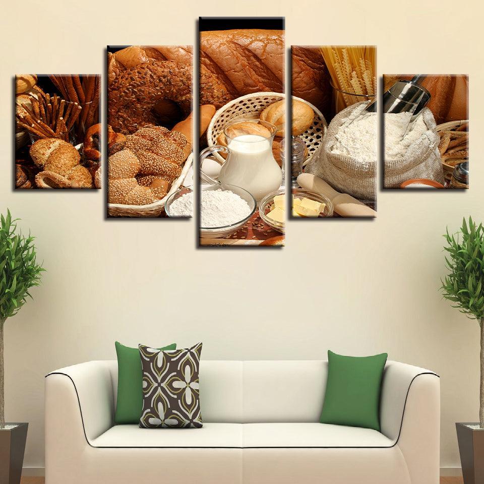 Bread Dessert 5 Piece HD Multi Panel Canvas Wall Art Frame-Original Frame