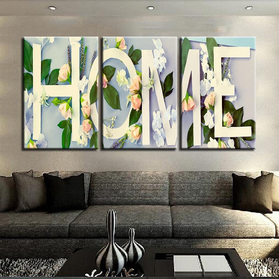 Roses & Home 3 Piece HD Multi Panel Canvas Wall Art Frame-Original Frame