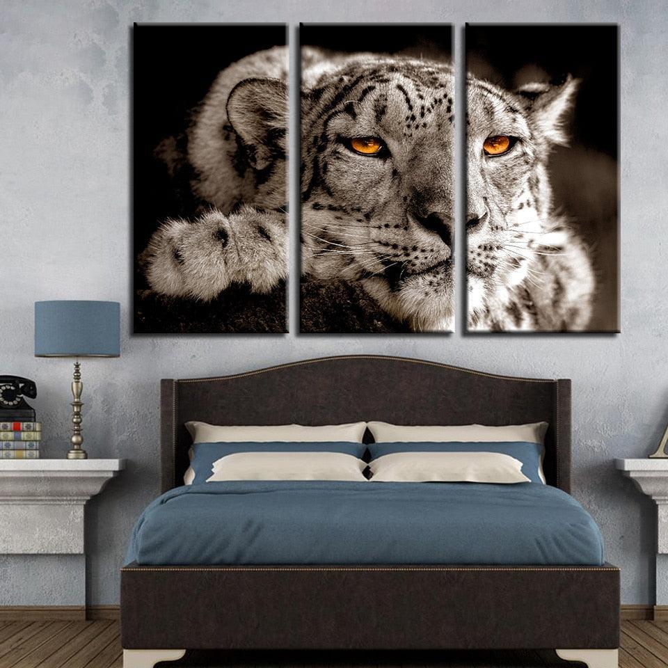 Bored Tiger 3 Piece HD Multi Panel Canvas Wall Art Frame-Original Frame