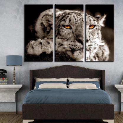 Bored Tiger 3 Piece HD Multi Panel Canvas Wall Art Frame-Original Frame