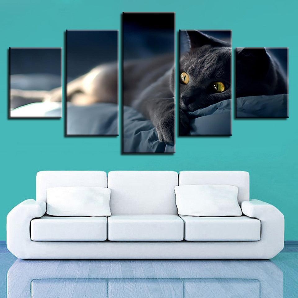 Lazy Cat 5 Piece HD Multi Panel Canvas Wall Art Frame-Original Frame