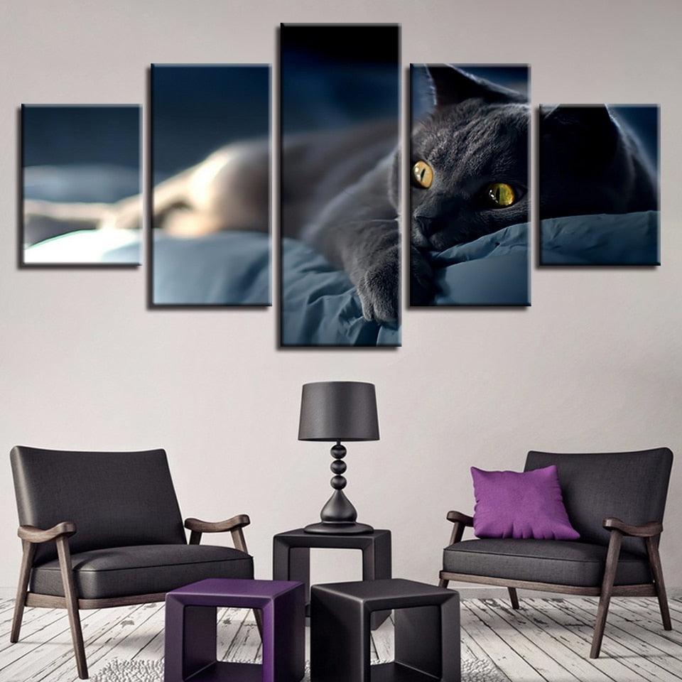 Lazy Cat 5 Piece HD Multi Panel Canvas Wall Art Frame-Original Frame