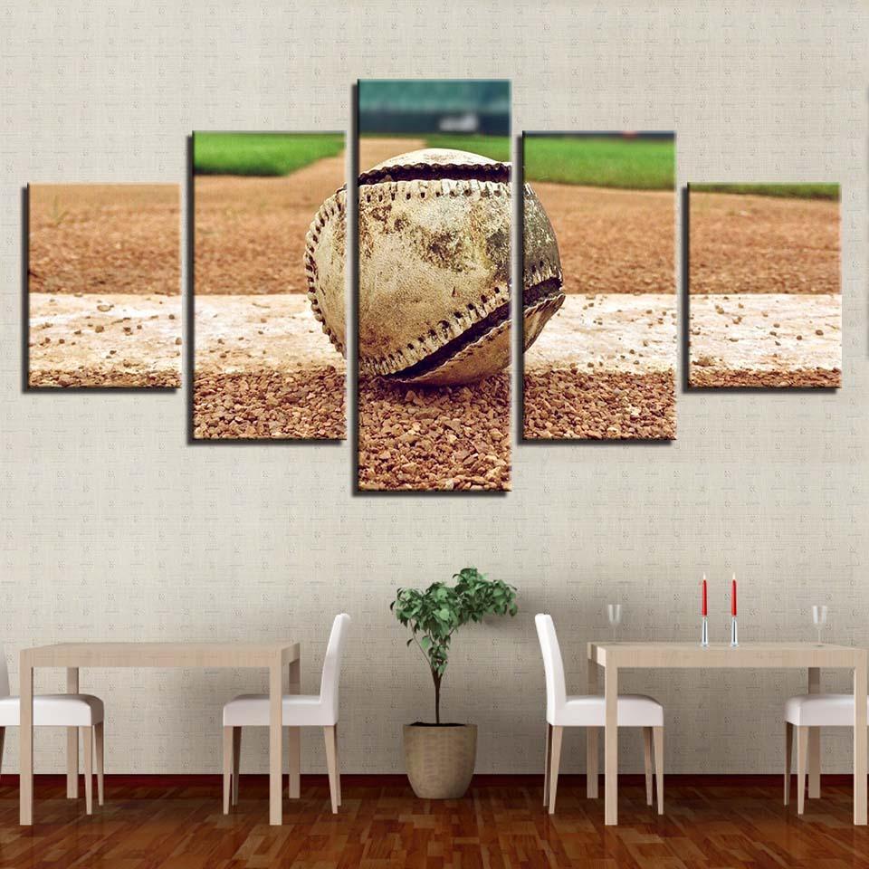 Baseball Action 5 Piece HD Multi Panel Canvas Wall Art Frame-Original Frame