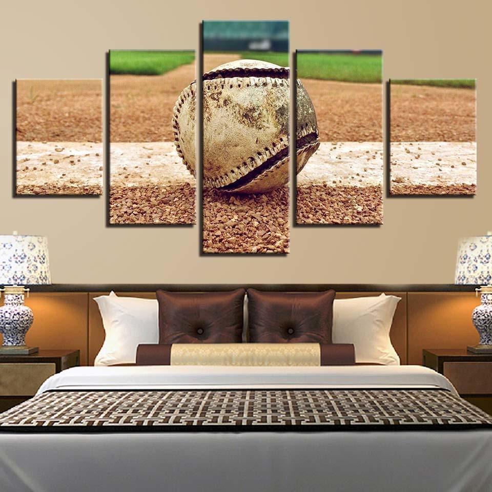 Baseball Action 5 Piece HD Multi Panel Canvas Wall Art Frame-Original Frame